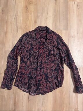 Peruvian Connection Lucca Semi-Sheer Button-Up Top Size Medium